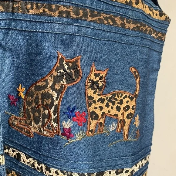 Vintage Casey & Max Denim Cat Vest Size Medium NWT - Picture 5 of 11
